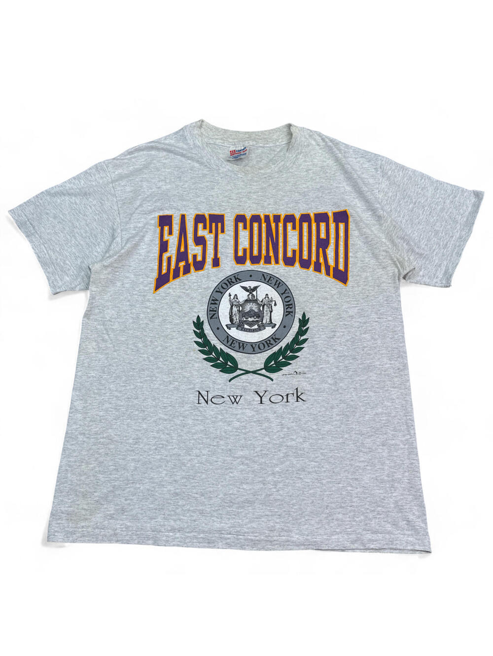 Vintage 90s East Concord New York T Shirt Adult Size Large Gray Varsity Logo Tee